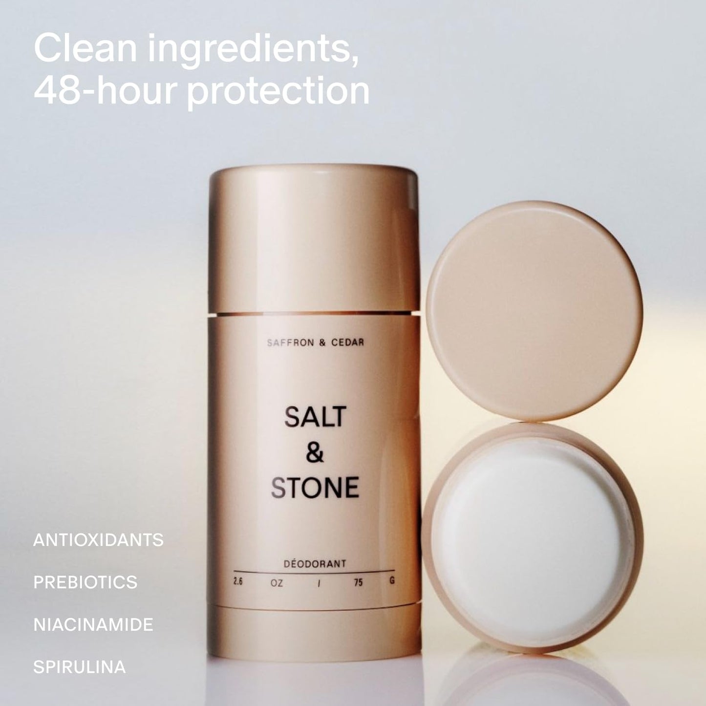 Salt & Stone Aluminum Free Deodorant | Extra Strength 48 Hour Protection for Women & Men | Made with Seaweed Extracts, Niacinamide & Prebiotics | Bergamot & Hinoki / Santal & Vetiver / Black Rose & Oud / Eucalyptus & Cedar / Vanilla & Sandalwood
