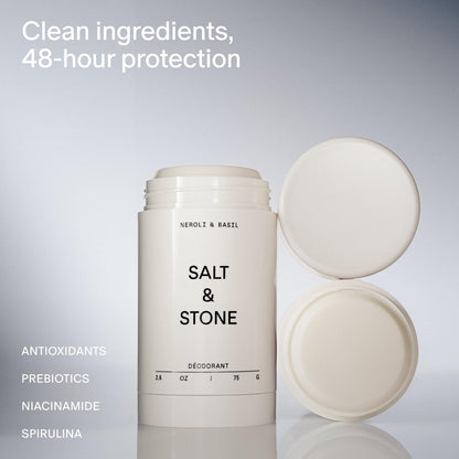 Salt & Stone Aluminum Free Deodorant | Extra Strength 48 Hour Protection for Women & Men | Made with Seaweed Extracts, Niacinamide & Prebiotics | Bergamot & Hinoki / Santal & Vetiver / Black Rose & Oud / Eucalyptus & Cedar / Vanilla & Sandalwood