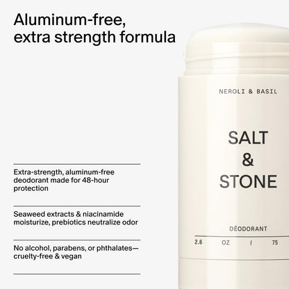 Salt & Stone Aluminum Free Deodorant | Extra Strength 48 Hour Protection for Women & Men | Made with Seaweed Extracts, Niacinamide & Prebiotics | Bergamot & Hinoki / Santal & Vetiver / Black Rose & Oud / Eucalyptus & Cedar / Vanilla & Sandalwood