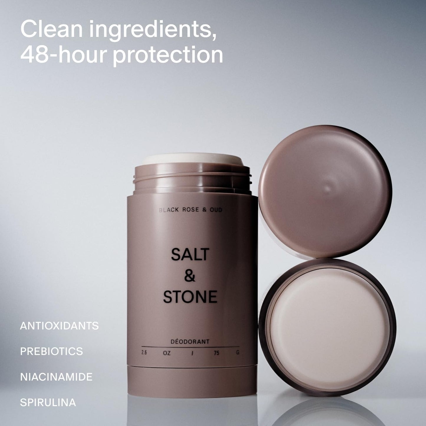 Salt & Stone Aluminum Free Deodorant | Extra Strength 48 Hour Protection for Women & Men | Made with Seaweed Extracts, Niacinamide & Prebiotics | Bergamot & Hinoki / Santal & Vetiver / Black Rose & Oud / Eucalyptus & Cedar / Vanilla & Sandalwood